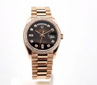 Rolex Day-Date Everose Gold, Diamond Bezel, Brown ..