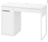White desk with 2 drawers and one cabinet and 1 wh..