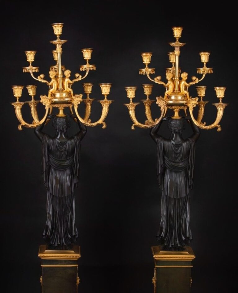 A very beautiful pair of platinum bronze and gilde..