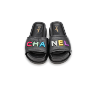 Chanel Slippers – Black with Multicolour Logo

€59..