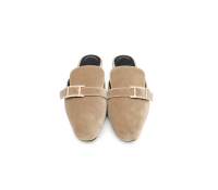 HERMÈS Beauty Mules – Beige Velvet with Rhinestone..