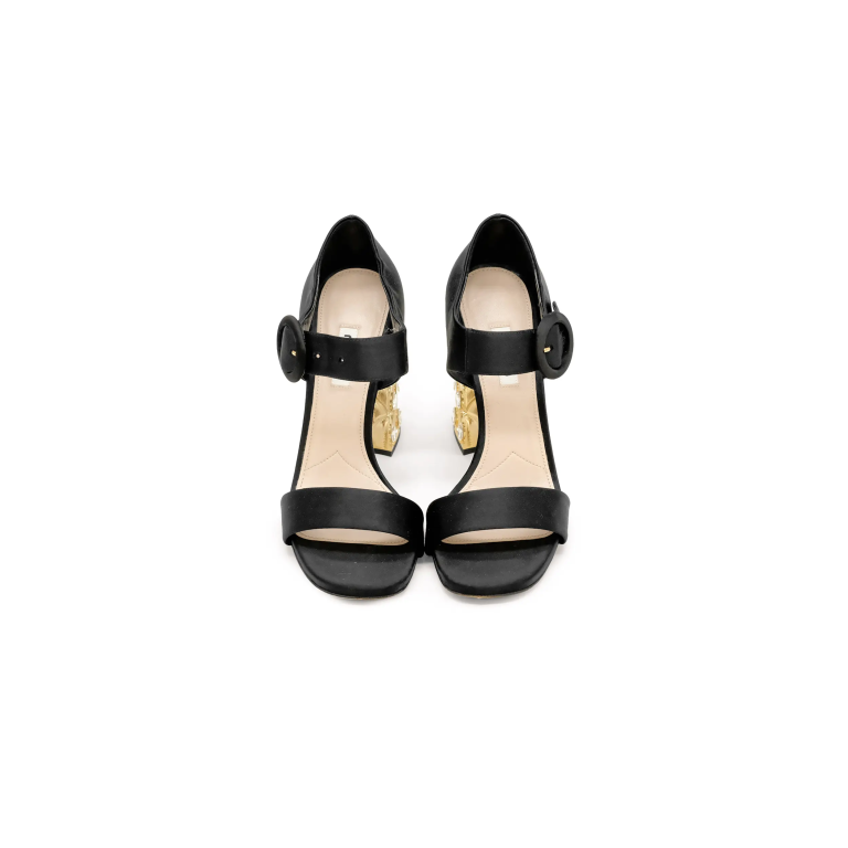 MIU MIU Crystal-Embellished Sandals – Black Satin
..