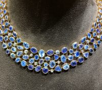 French Designer Rose Gold Necklace – Sapphires & D..