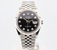 Rolex Datejust Jubilee Bracelet - White Gold Bezel Black Dial With Diamonds - With Box And Papers - 126234 2023