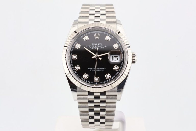 Rolex Datejust Jubilee Bracelet – White Gold Bezel Black Dial With Diamonds – With Box And Papers – 126234 2023