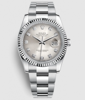 Rolex Datejust Silver Dial with Diamonds – White G..