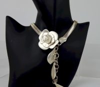 Chanel Camellia Necklace with Pearl Pendant in Gol..
