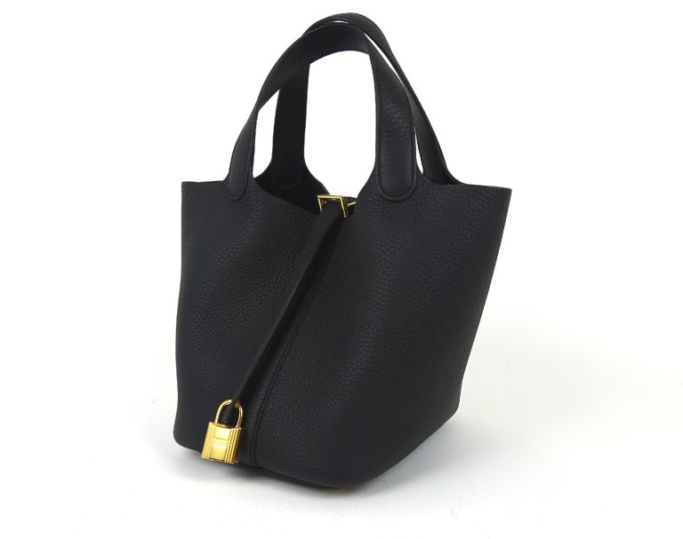 Hermès Picotin Lock 18 in Black Clémence Taurillon..