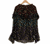Black Silk Blouse with Multicolor Sequined Dots

P..