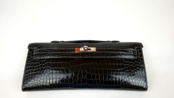 HERMÈS KELLY CUT CLUTCH – BLACK POROSUS CROCODILE..
