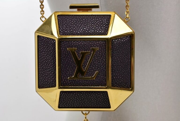 LOUIS VUITTON MINAUDIÈRE IN BORDEAUX AND GOLD META..