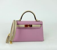 Hermès Mini Kelly Bicolore – Mauve Sylvestre & Cra..