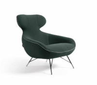 SPOUTNIK LOUNGE ARMCHAIR — MARSHMALLOW FABRIC, FIR..