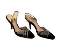 ATTICO – BLACK & BORDEAUX VELVET SHOES WITH CRYSTA..