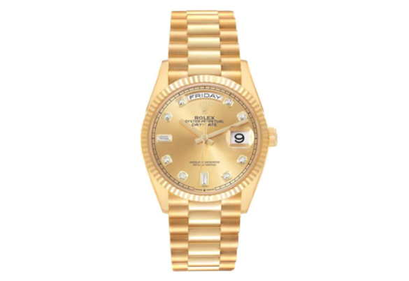 FOR SALE – ROLEX DAY-DATE 36 CHAMPAGNE DIAMONDS DI..