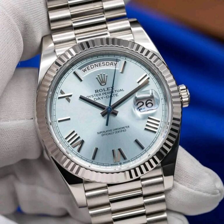 FS: RLX Day-Date 40mm Platinum Ice Blue Roman Dial..