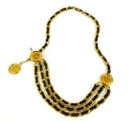 CHANEL BELT IN BLACK CALFSKIN LEATHER AND GOLD-TON..