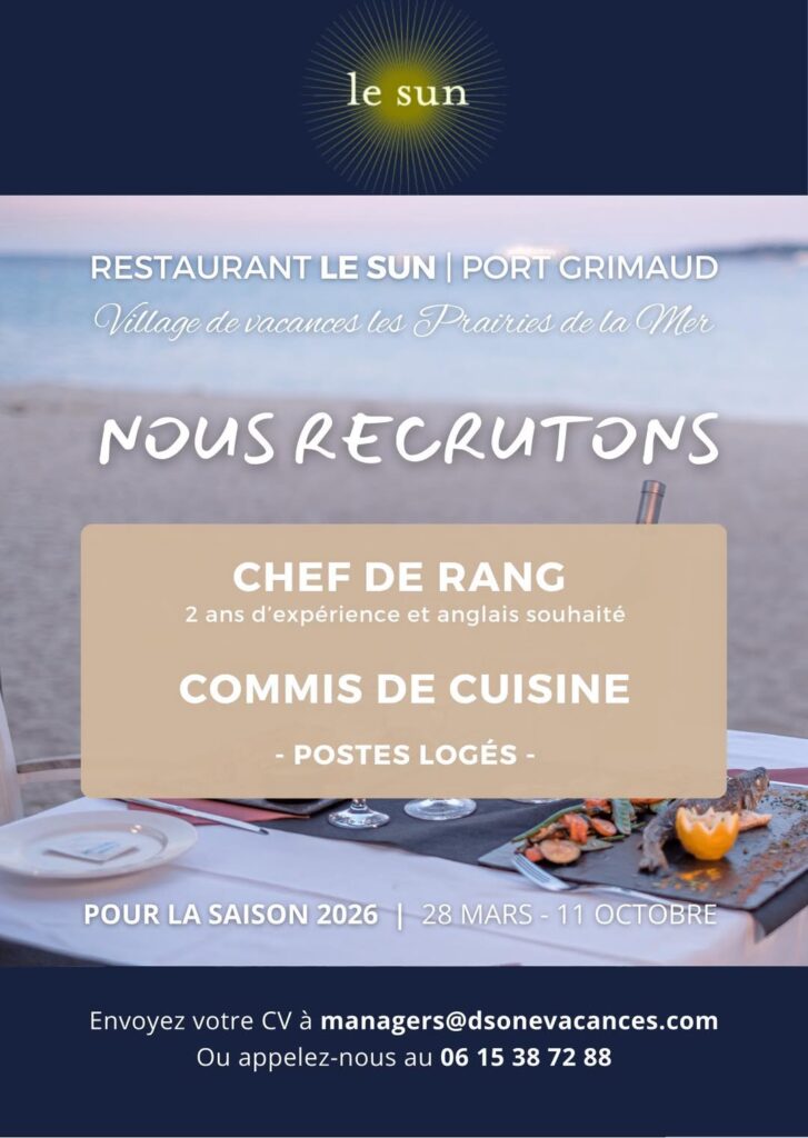 WE ARE HIRING

Restaurant Le Sun | Port Grimaud
Ho..