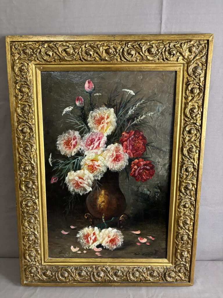 Tableau nature morte XIX ème signé Par Max Carlier..