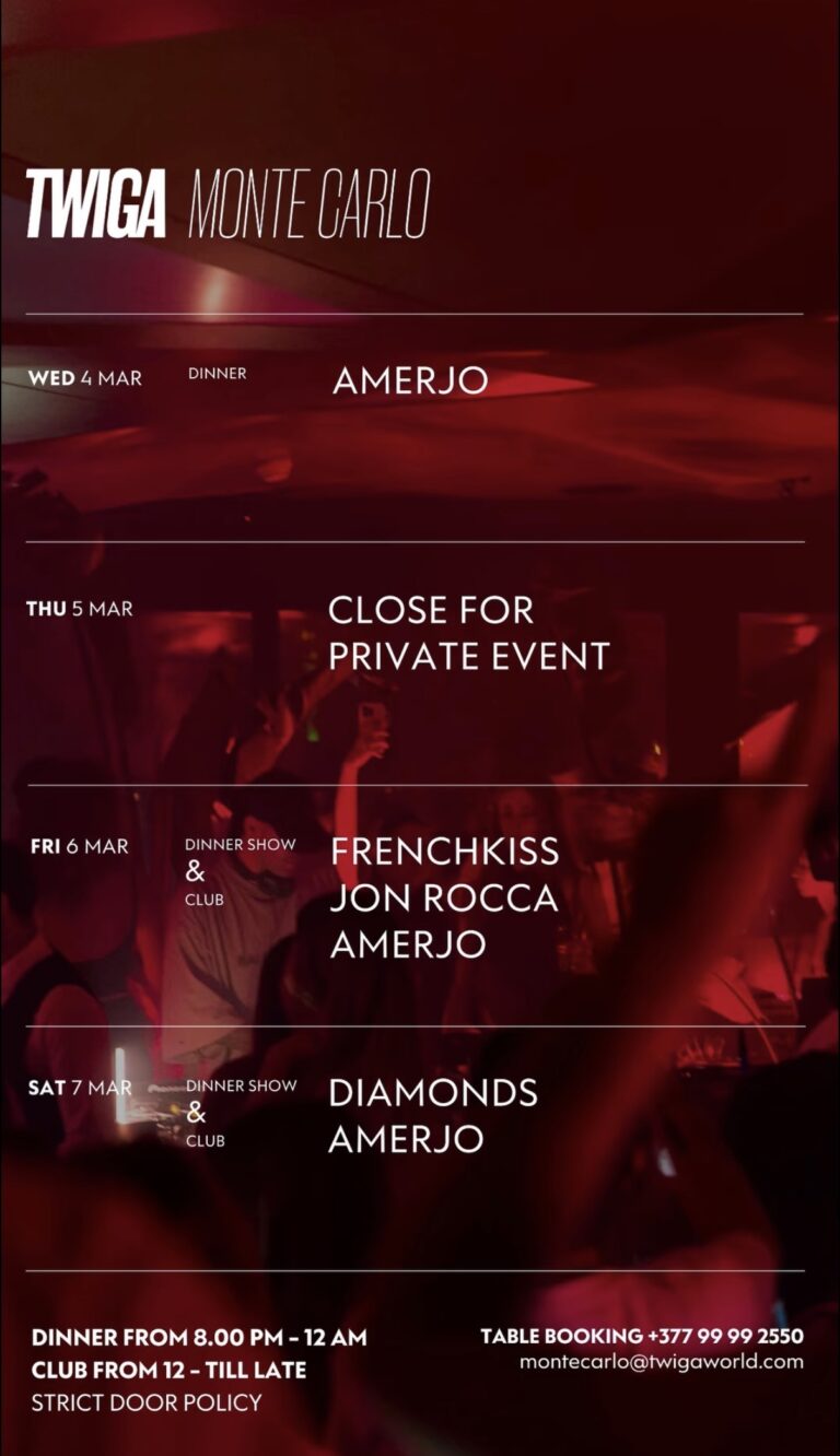 TWIGA Monte Carlo – Weekly Line-Up