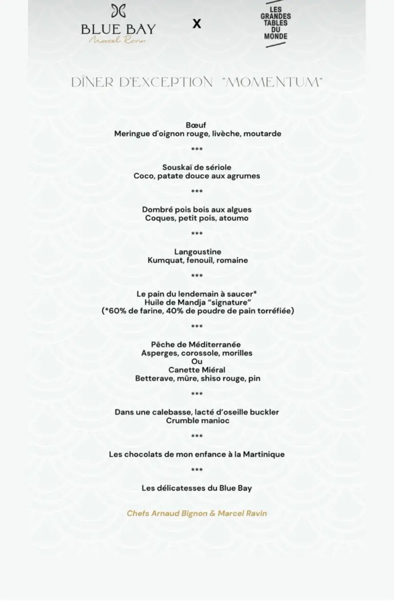 Dîner d’Exception MOMENTUM — Blue Bay Marcel Ravin