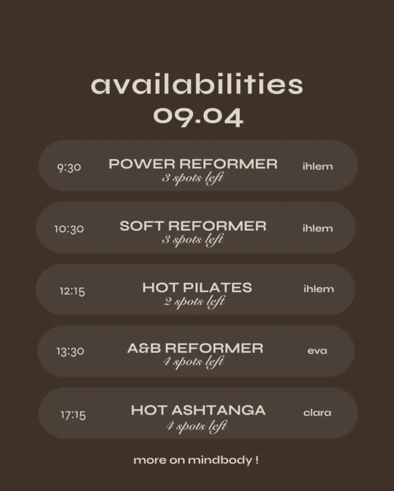 Fitness Classes Schedule — Yume Monaco