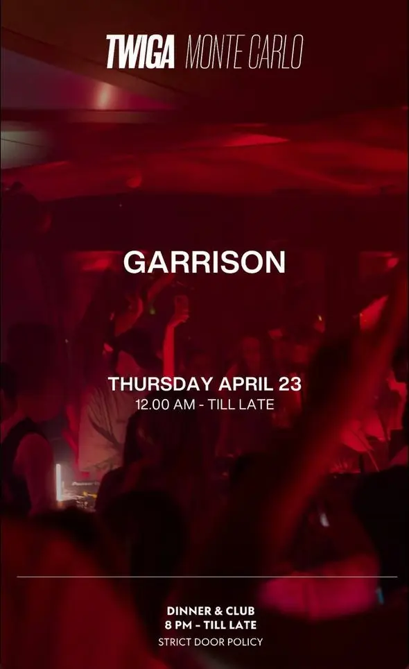 Garrison live at Twiga Monte-Carlo