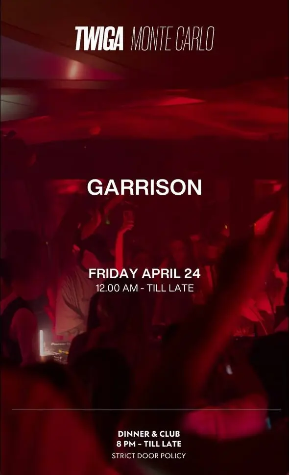 Garrison live at Twiga Monte-Carlo — Friday night