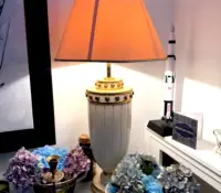 Antique , beige , cream and gold  large Table lamp..